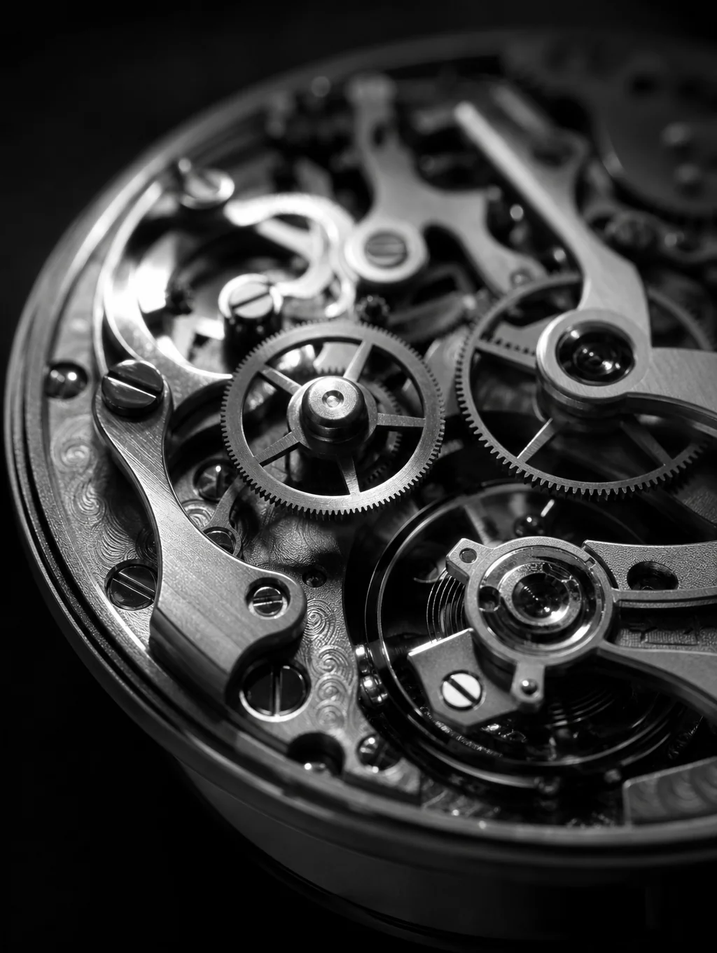 Gedetailleerd macro-uurwerk van een handgemaakt OMERTA luxe horloge
